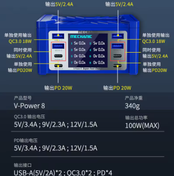 Mechanic V-POWER 8 USB Charger (100W)