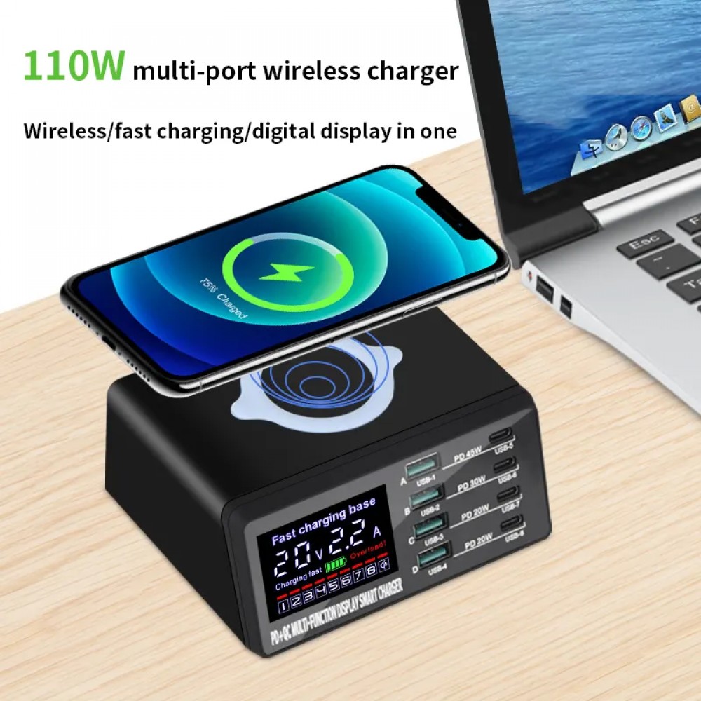 WLX X9D 8 Portlu USB Charger (Type-c Port) (115W)