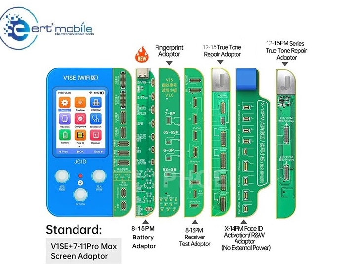 JC V1SE 8 in 1 (12-14 -13P-14P Serisi Yan Sanayi ve Orijinal Ekran Truetone Repair Bordu ile Birlikte)