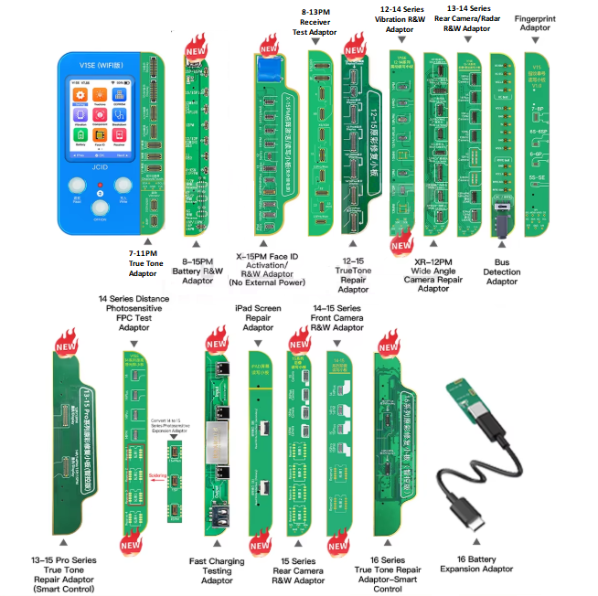 JC V1SE 18 in 1 (iPhone 16 Serisi True Tone Bordu - iPhone 16 Serisi Batarya Bordu)