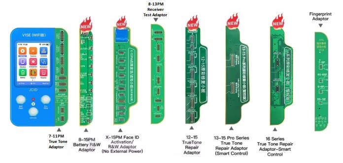 JC V1SE 8 in 1 (12-14 -13P-14P Serisi Yan Sanayi ve Orijinal Ekran Truetone Repair Bordu ile Birlikte)