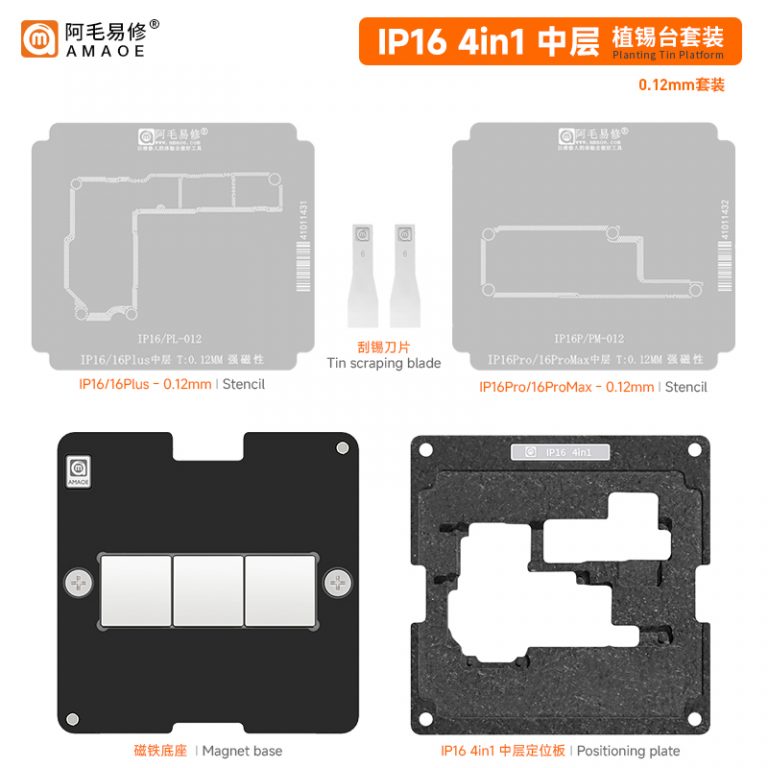 Amaoe iPhone 16-Plus-Pro-Max 4in1 Birleştirme Kalıbı