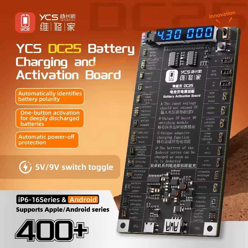 YCS DC25 Batarya Şoklama Bordu (iPhone & Android) (iPhone 6-16PM arası modelleri destekler)