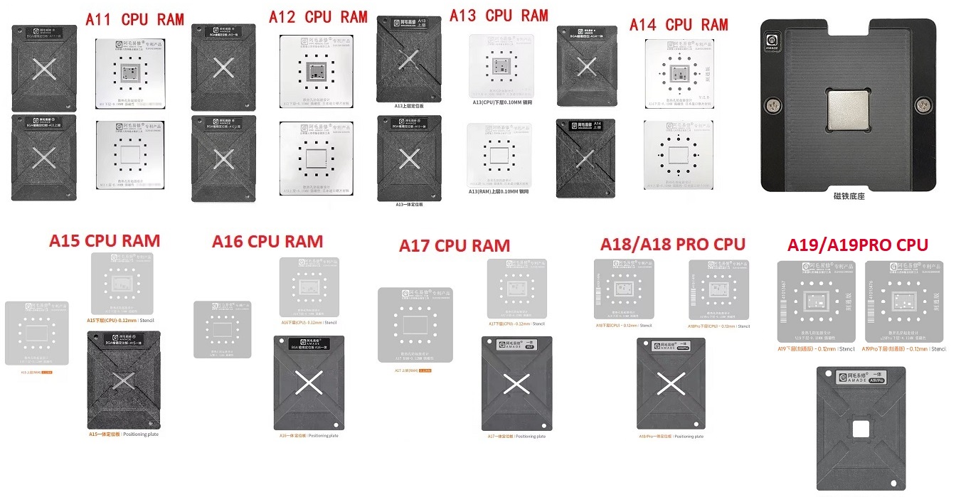 Amaoe İşlemci ve Ram Kalıp Seti (A11/A12/A13/A14/A15/A16/A17/A18/A18Pro/A19/A19Pro)