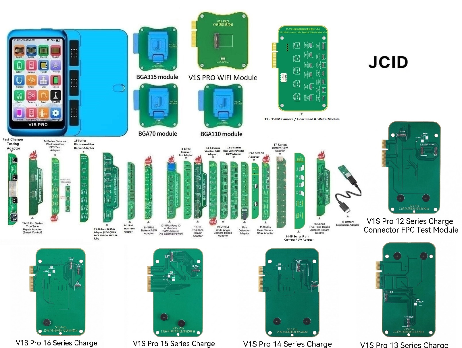 V1S Pro FULL SET (BGA70/BGA110/BGA315/WIFI Modül ve 29 in 1 Bord Seti)