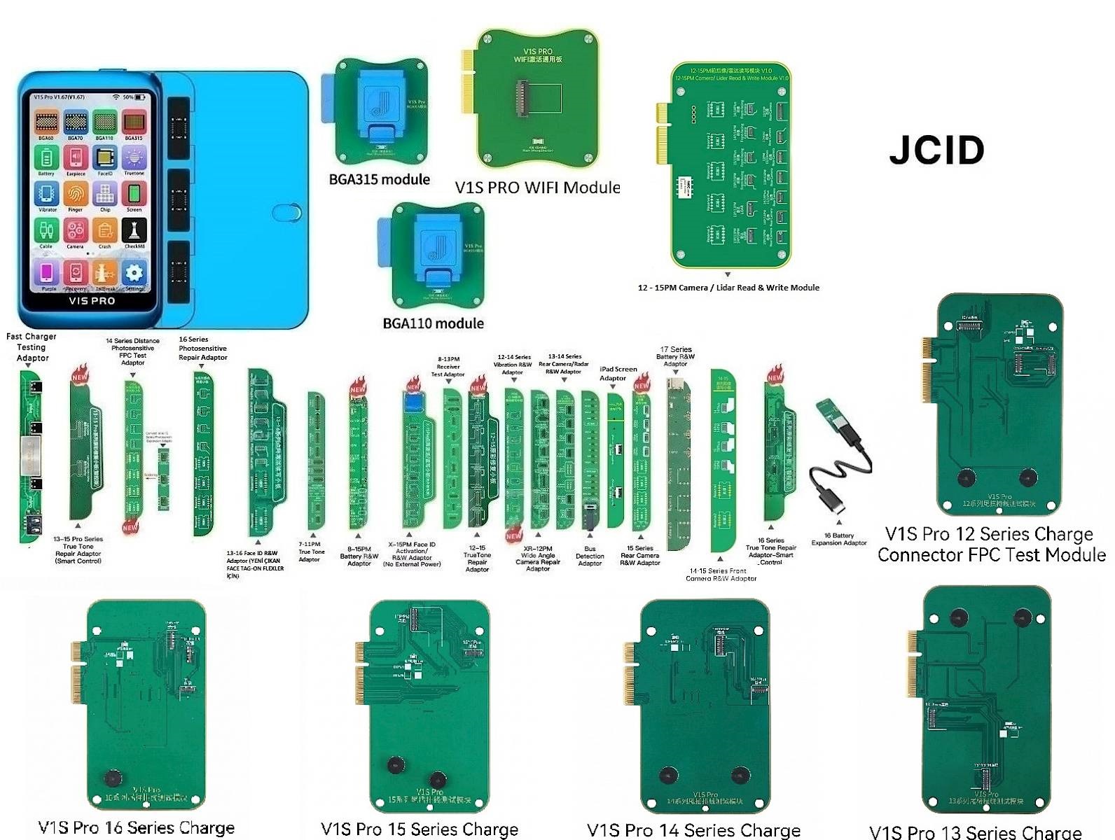 V1S Pro FULL SET (BGA110/BGA315/WIFI Modül ve 29 in 1 Bord Seti)