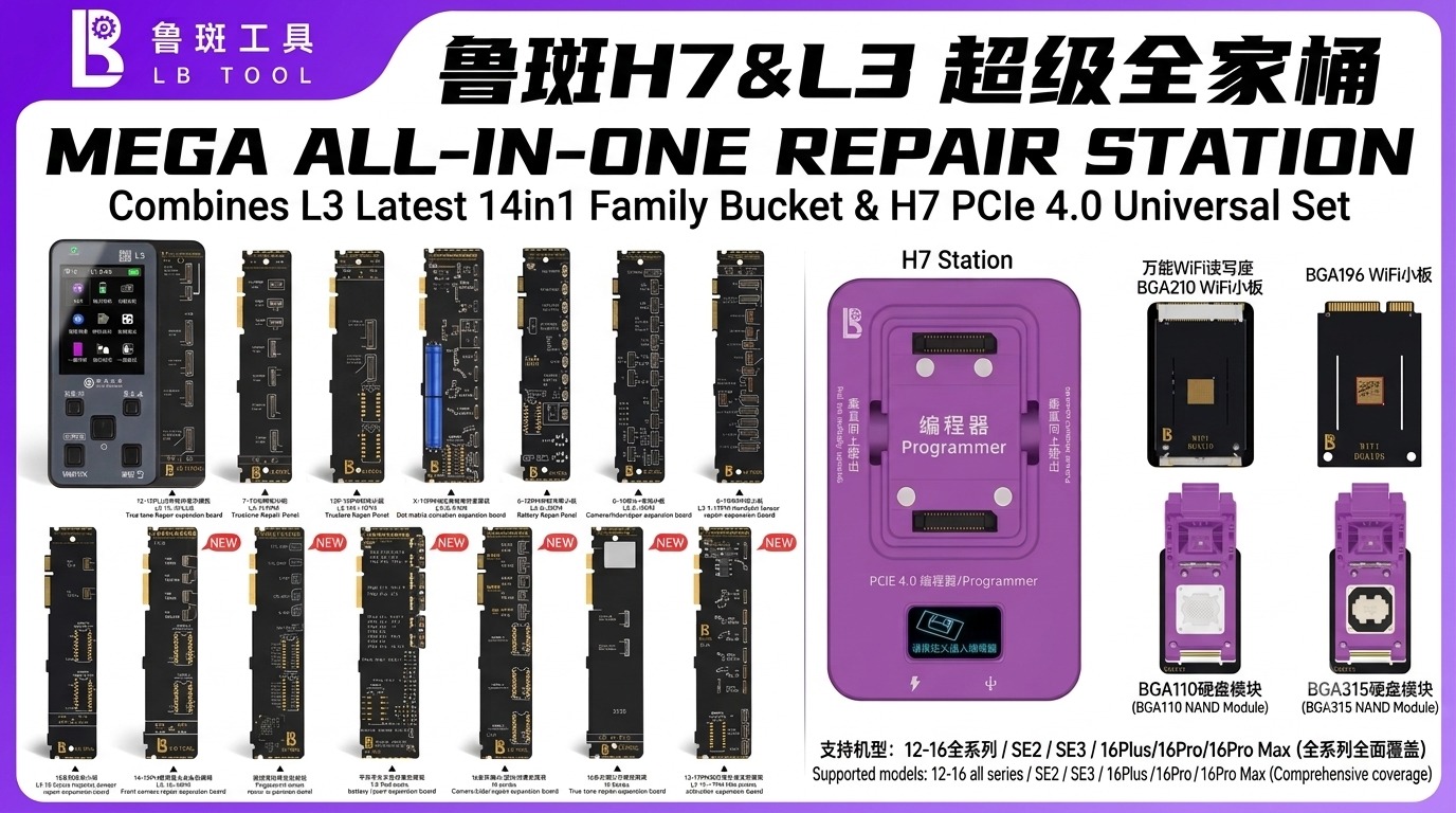 LUBAN H7 Nand Programlayıcı + BGA 110 + BGA315 Modül + L3 + 16 wifi Modülü
