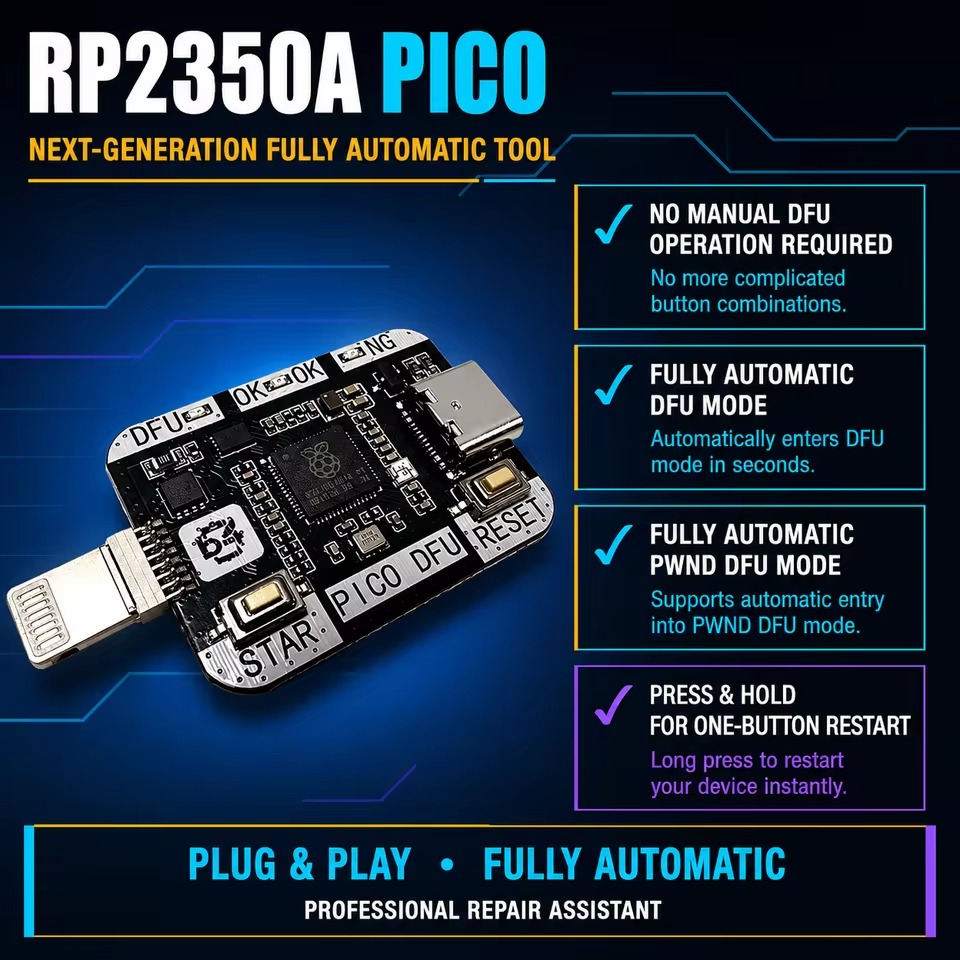 B4 PICO RP2350A Pwned DFU Tool - iPhone XS/11 Pro Max (A12/A13) Otomatik DFU/PWN Aracı