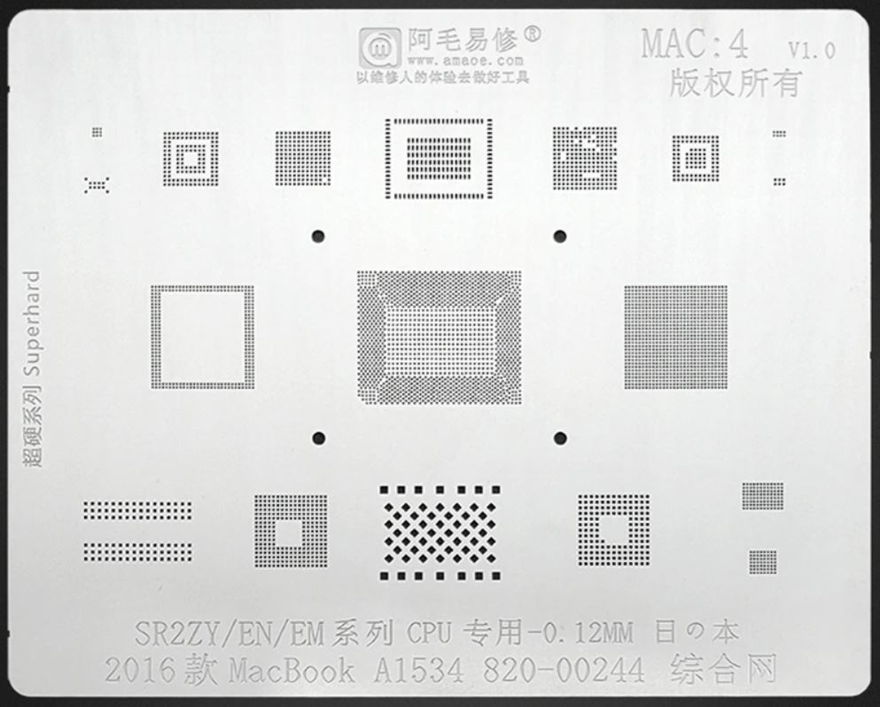 AMAOE MAC:4 MacBook A1534 2016 CPU Entegre Kalıbı