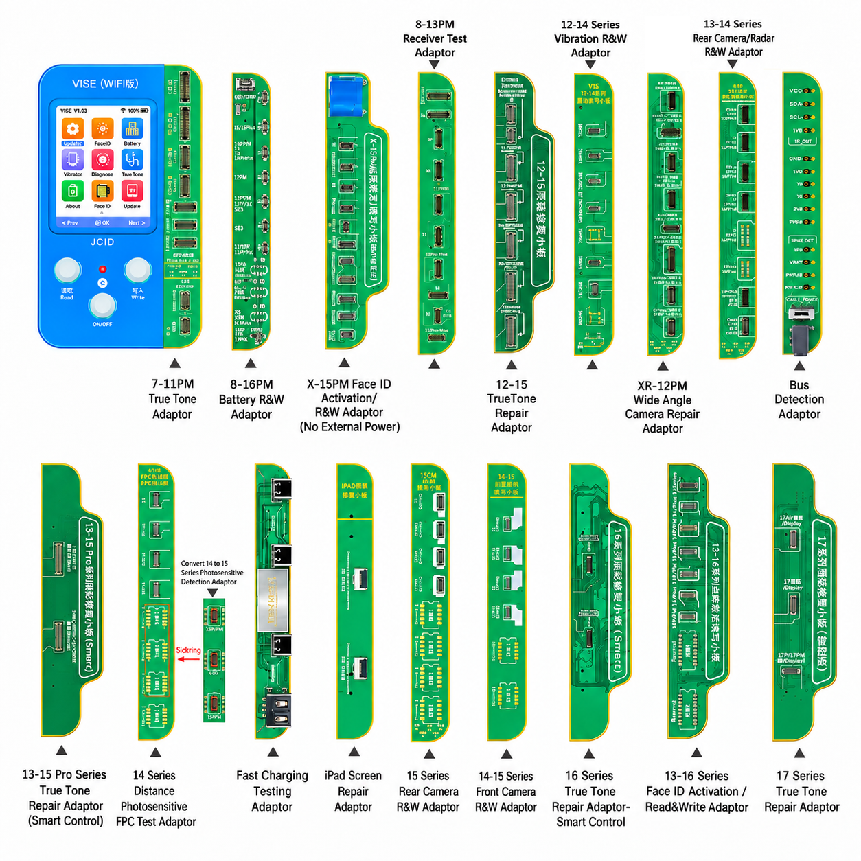 JC V1SE 19 in 1 (iPhone 17 Serisi True Tone Bordu / iPhone 13-17 Serisi Face id Bordu)